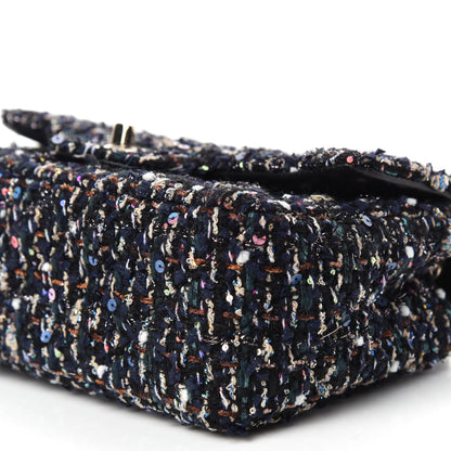 Chanel Glittered Tweed Quilted Mini Rectangular Flap Navy Blue Mulitcolor 9 of 11