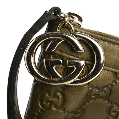 Gucci Metallic Soft Guccissima Signature New Britt Wristlet Green 8 of 14