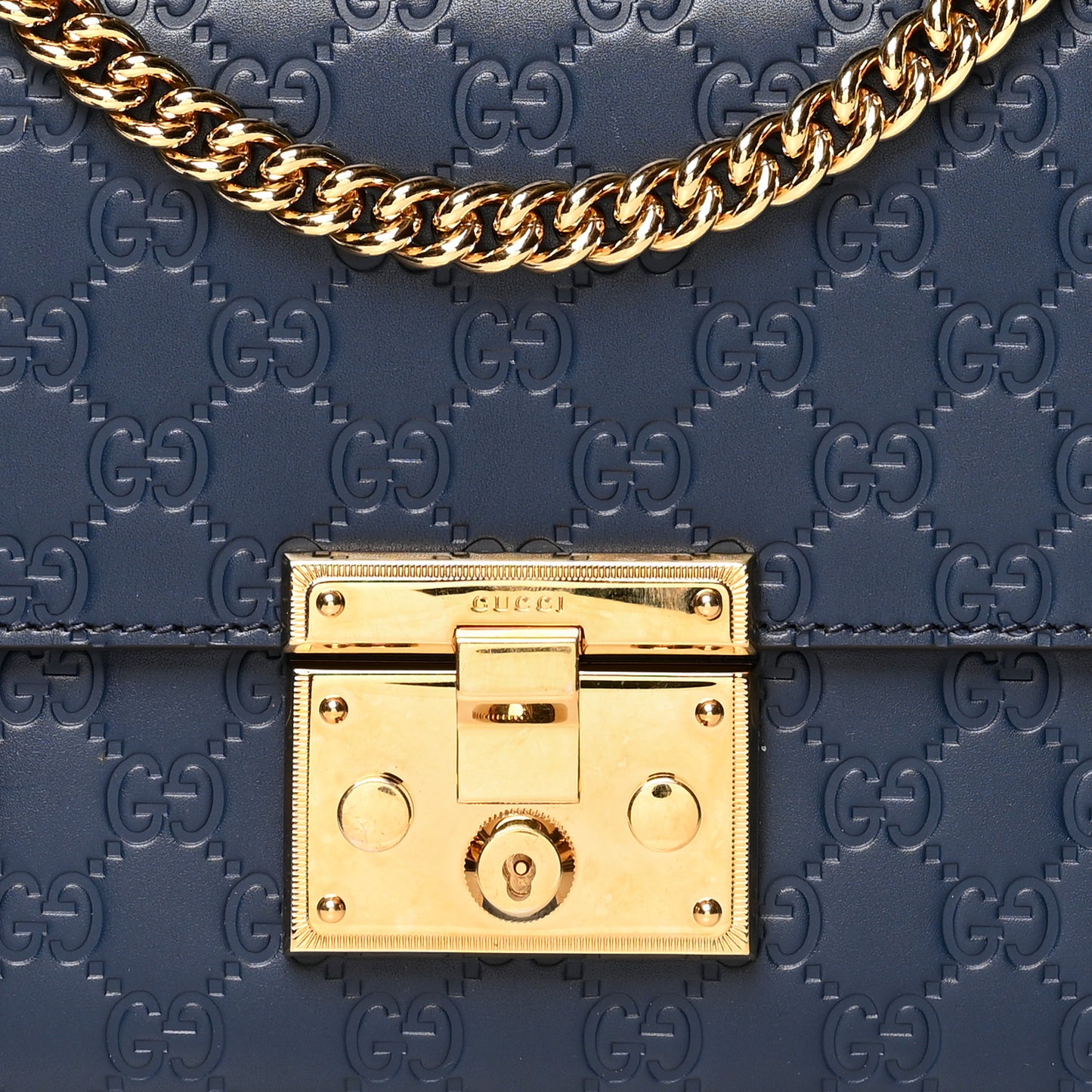 Guccissima Medium Padlock Shoulder Bag Blue Agata