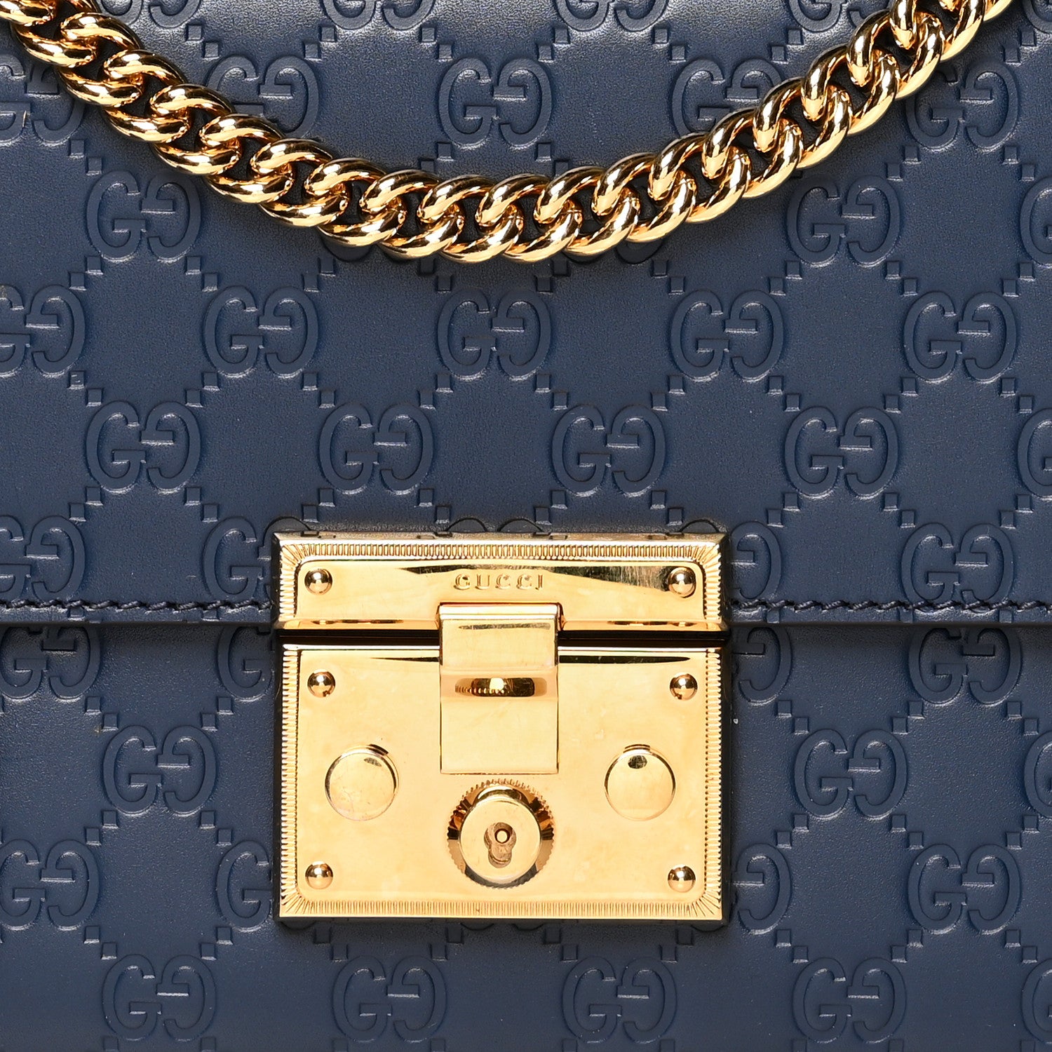 Gucci Guccissima Medium Padlock Shoulder Bag Blue Agata 8 of 13