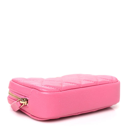 Chanel Caviar Quilted Small Curvy Pouch Cosmetic Case Pink 4 of 9