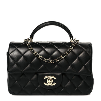 Chanel Lambskin Quilted Mini Top Handle Rectangular Flap Black 1 of 12