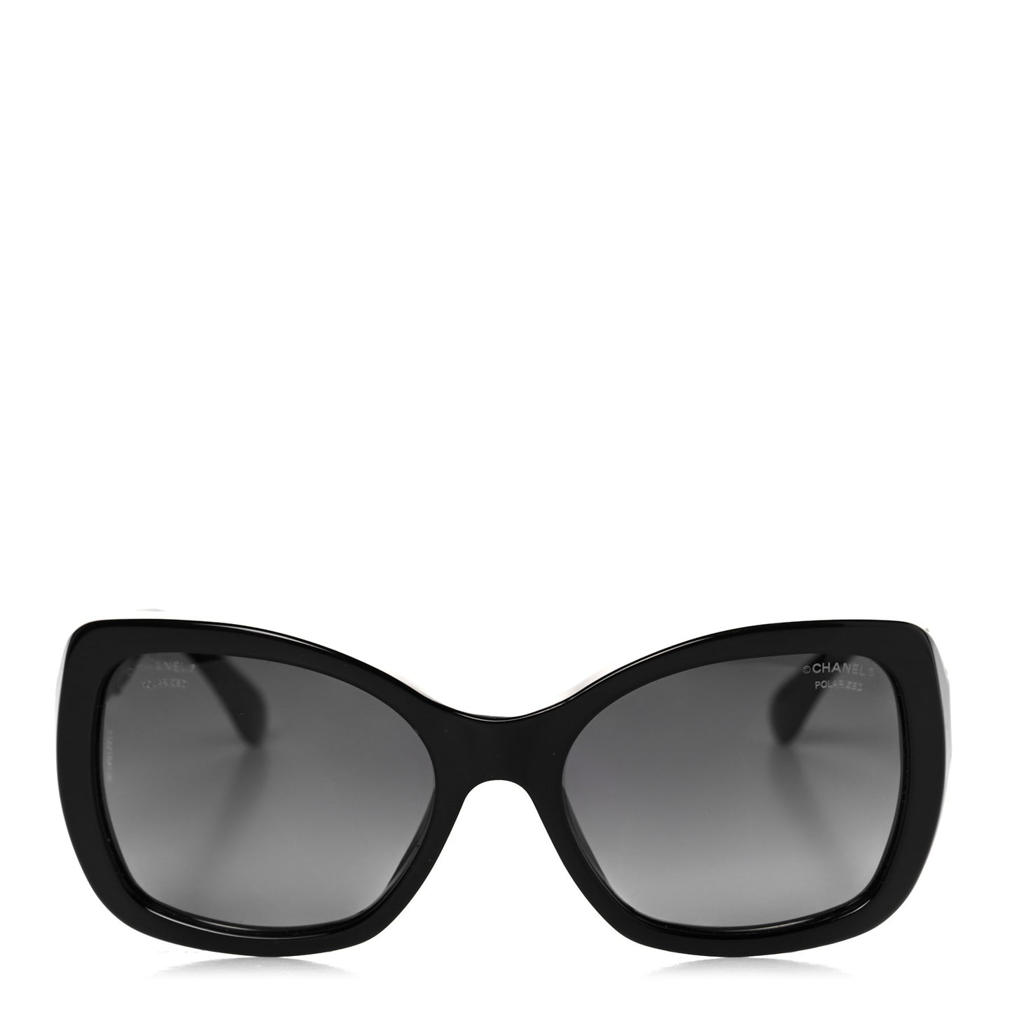 Acetate Metal Polarized Chain Square Sunglasses 5305 Black