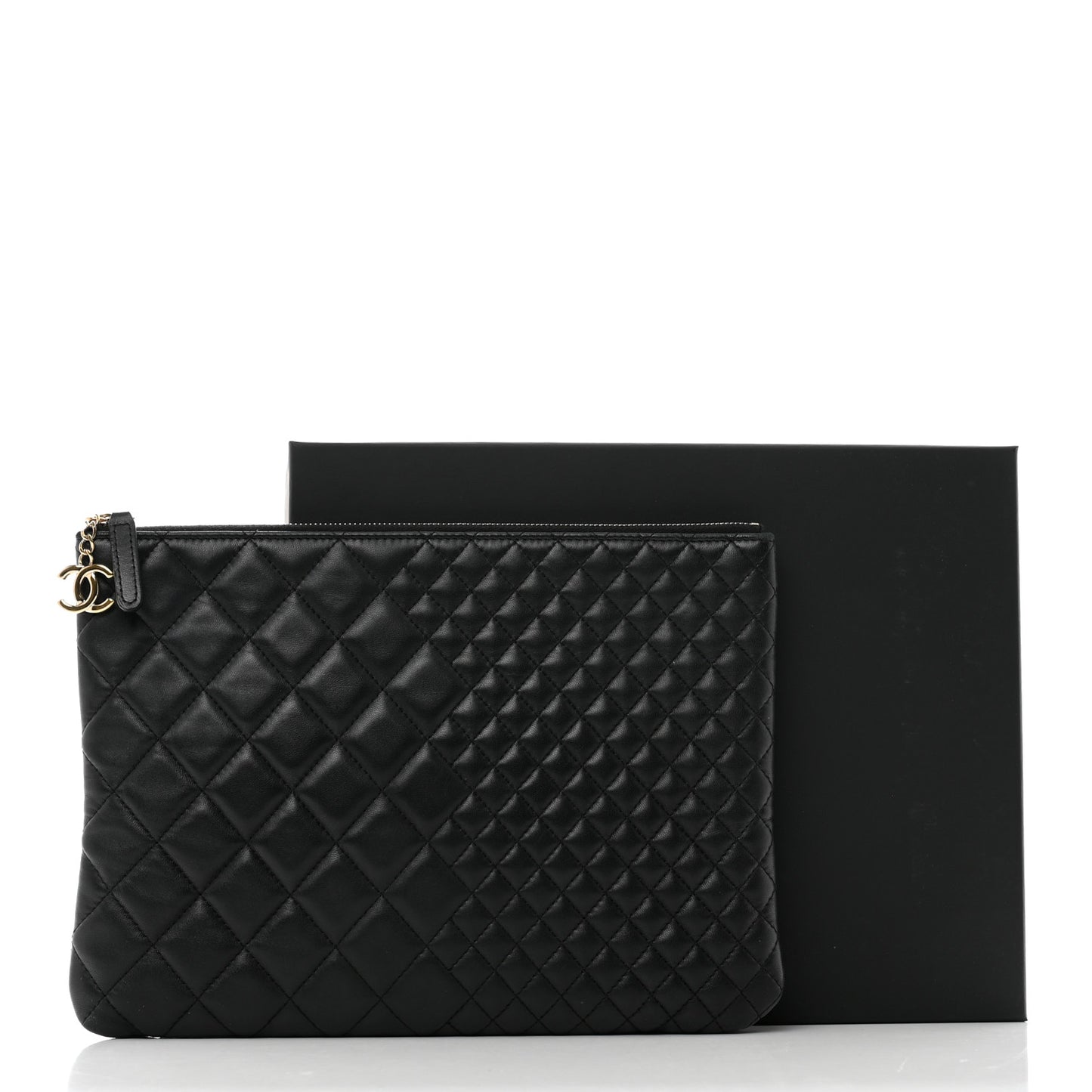 Lambskin Bi Quilted Medium Cosmetic Case Black