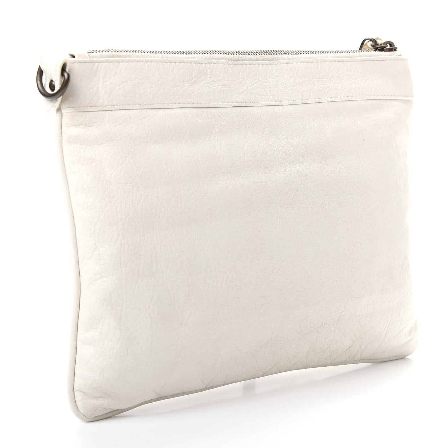 Agneau Classic Hardware Flat Handle Clutch White