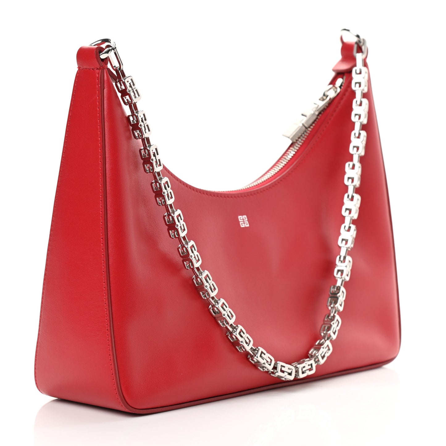 Smooth Calfskin Small Moon Cut Out Shoulder Bag Dark Red