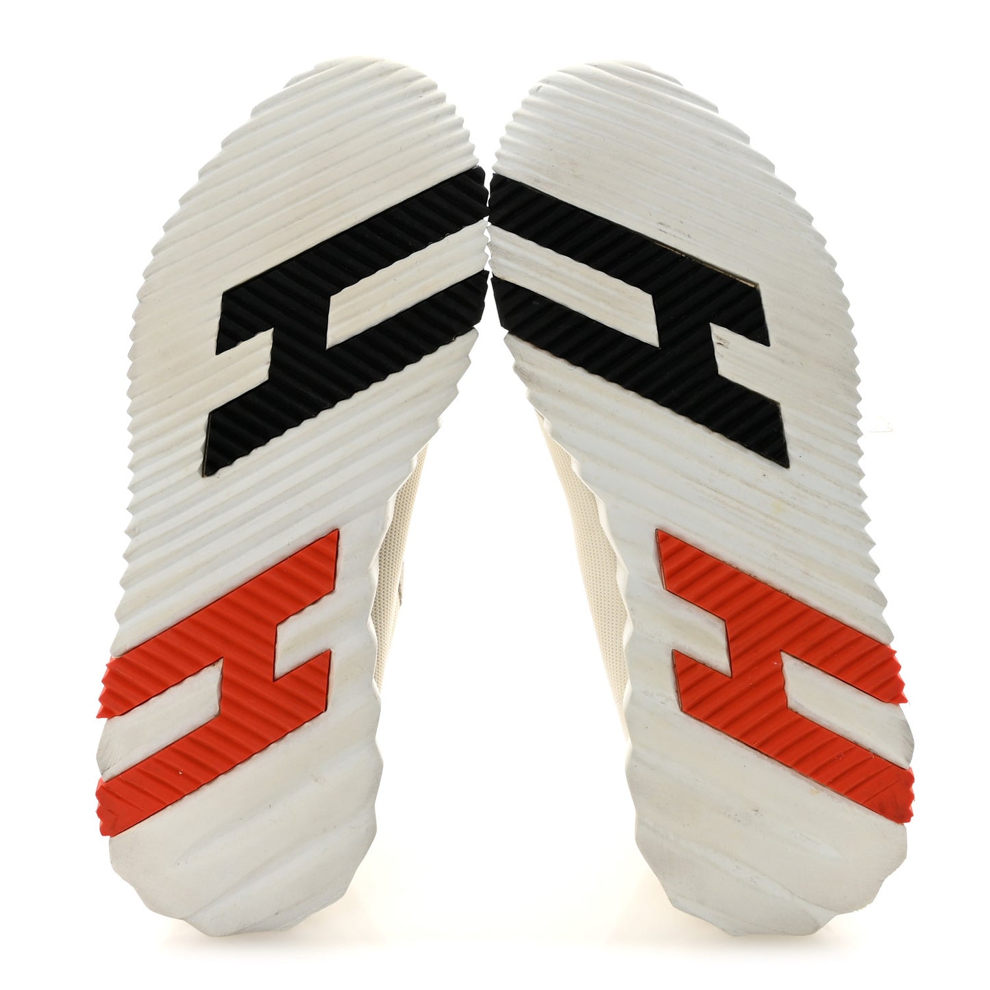 Technical Canvas Suede Goatskin Mens Bouncing Sneakers 42.5 White Orange