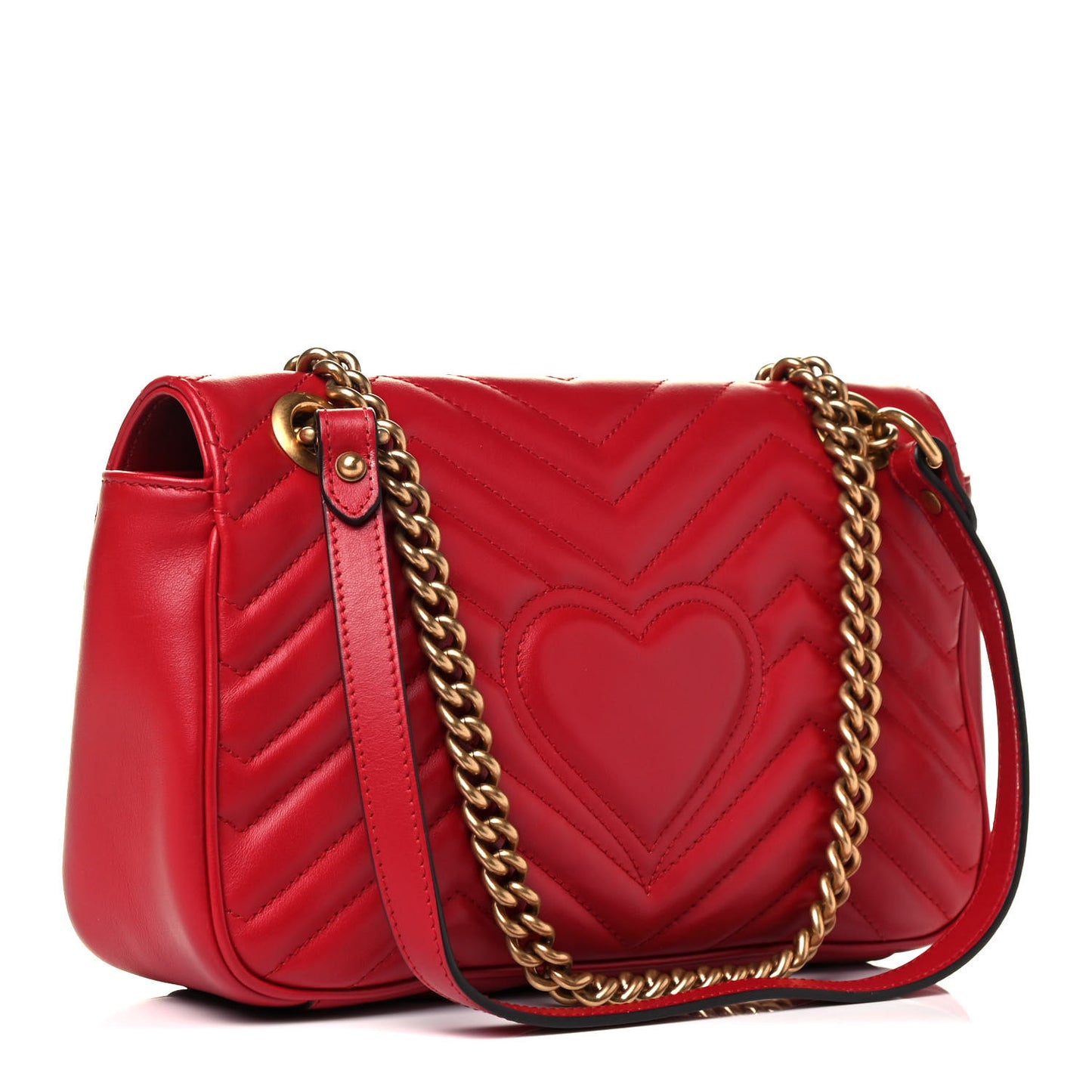 Calfskin Matelasse Small GG Marmont Shoulder Bag Hibiscus Red
