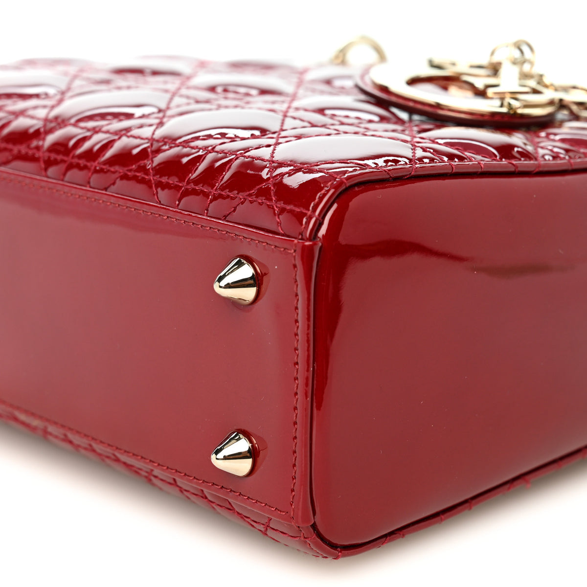 Christian Dior Patent Cannage Small My ABCDior Lady Dior Cherry Red 10 of 11