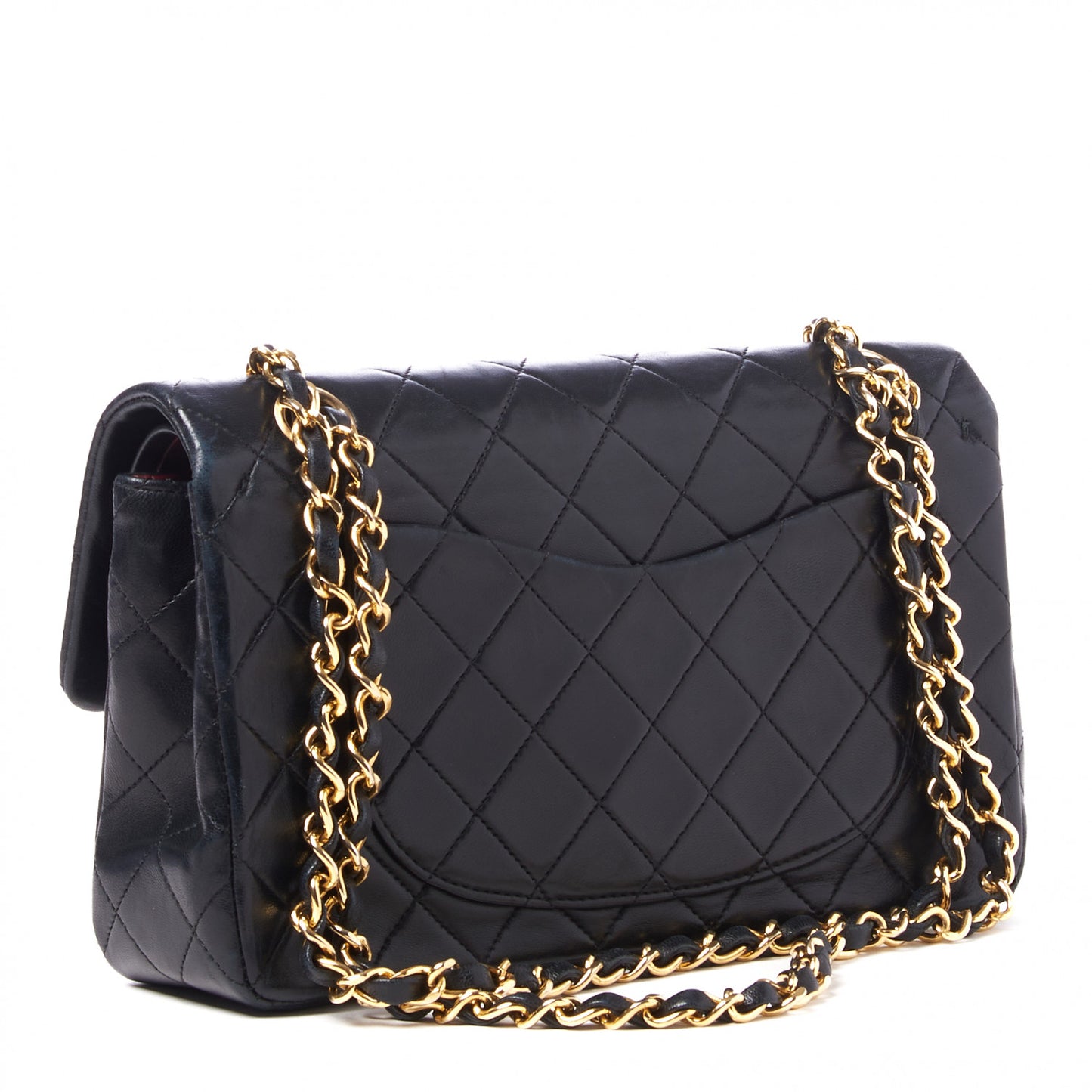 Lambskin Quilted Small Double Flap Black