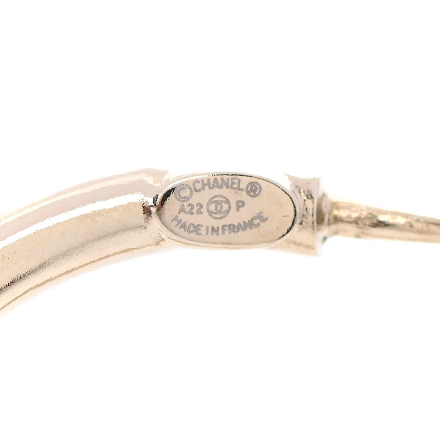Chanel Metal Textured CC Hoop Earrings Gold 4 of 5
