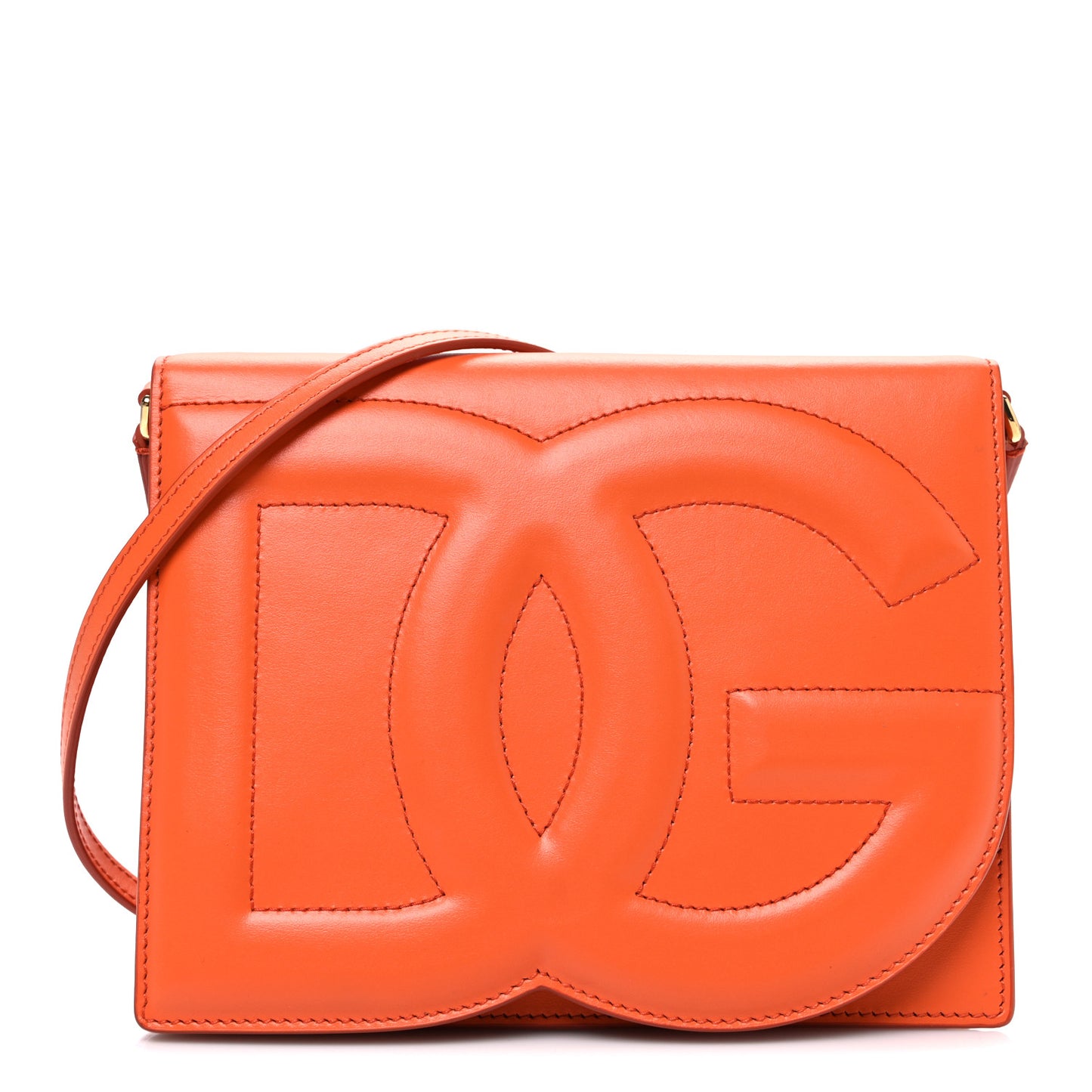 Calfskin DG Logo Flap Crossbody Bag Orange
