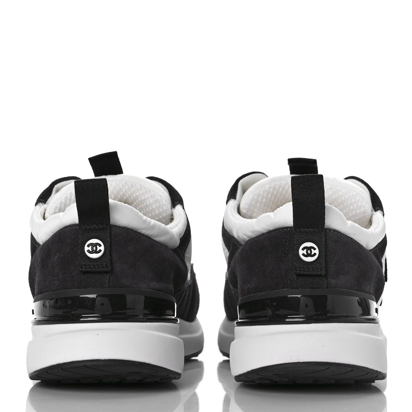 Nylon Suede Calfskin CC Sneakers 38.5 White Dark Grey