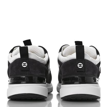 Chanel Nylon Suede Calfskin CC Sneakers 38.5 White Dark Grey 5 of 9