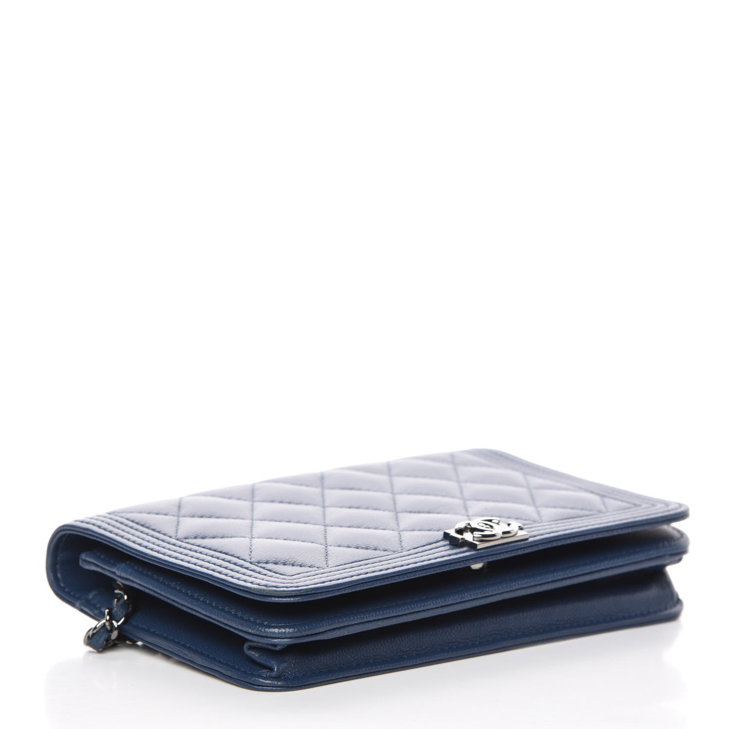 Chanel Caviar Quilted Boy Wallet On Chain WOC Blue 4 of 12