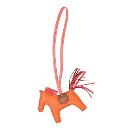 Hermes Milo Lambskin Grigri Rodeo Horse Bag Charm PM Orange Bougainvillea Gold Flamingo 1 of 4