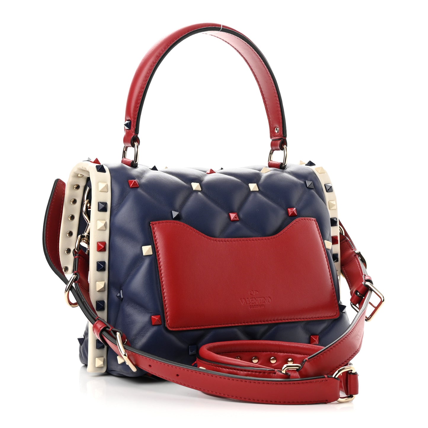 Nappa Medium Candystud Top Handle Bag Navy