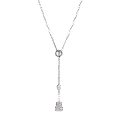 Hermes 18K White Gold Diamond PM Kelly Clochette Necklace 1 of 5