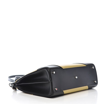 Gucci Smooth Calfskin Diagonal Striped Medium Zumi Top Handle Bag Black Beige 3 of 10