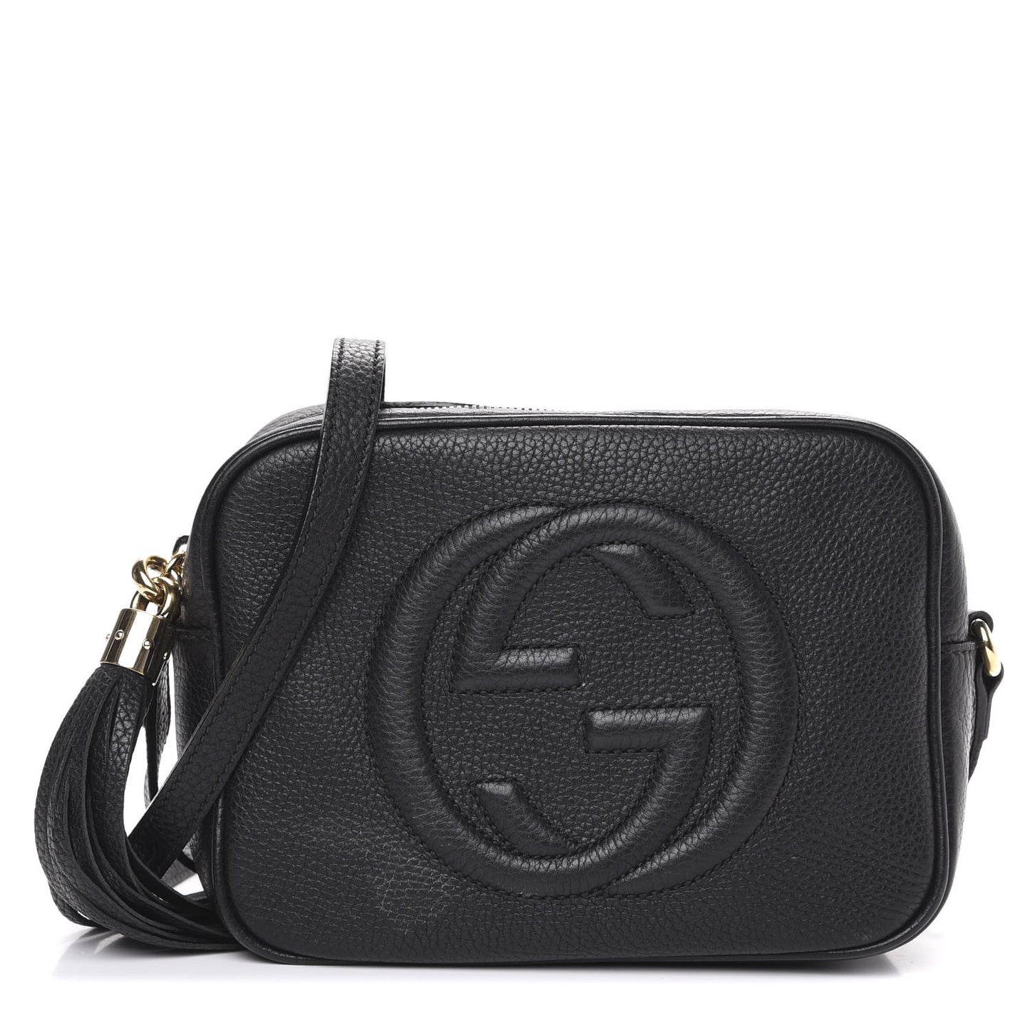 Pebbled Calfskin Small Soho Disco Bag Black