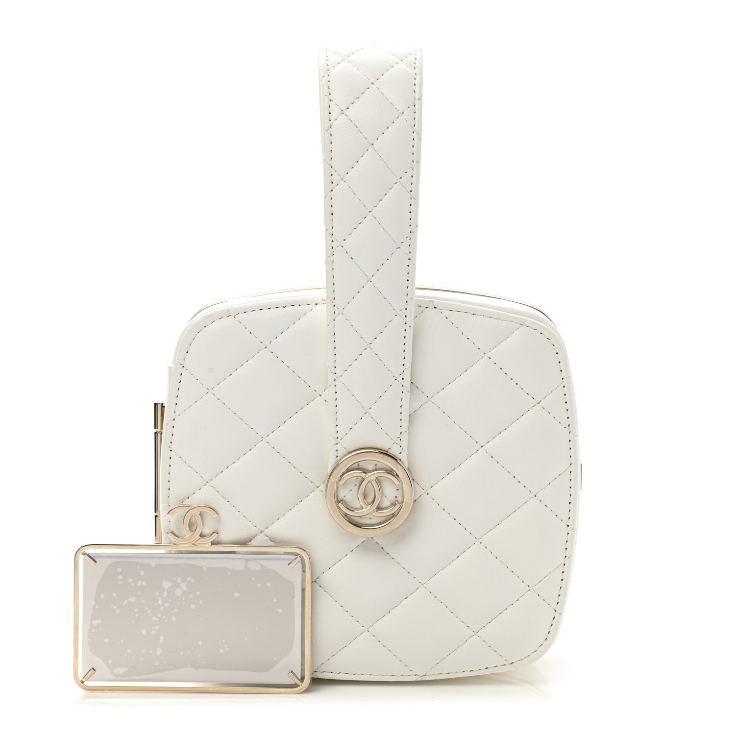Chanel Lambskin Minaudiere Vanity With Handle White 1 of 12