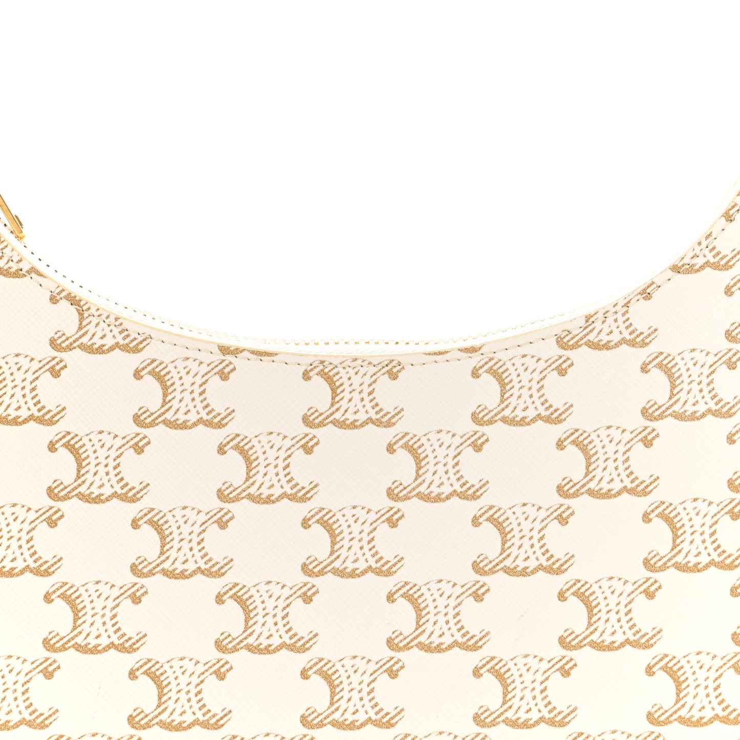 Canvas Calfskin Ava Triomphe Shoulder Bag White