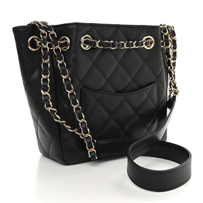 Chanel Caviar Quilted Flap Bucket Bag Black 3 of 9