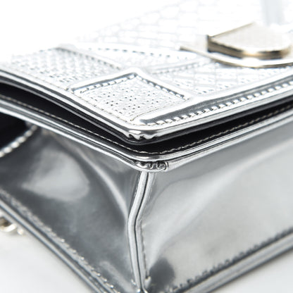 Christian Dior Metallic Patent Micro-Cannage Baby Diorama Flap Bag Silver 9 of 12