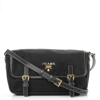 Prada Tessuto Nylon Saffiano Small Messenger Bag Black 1 of 8