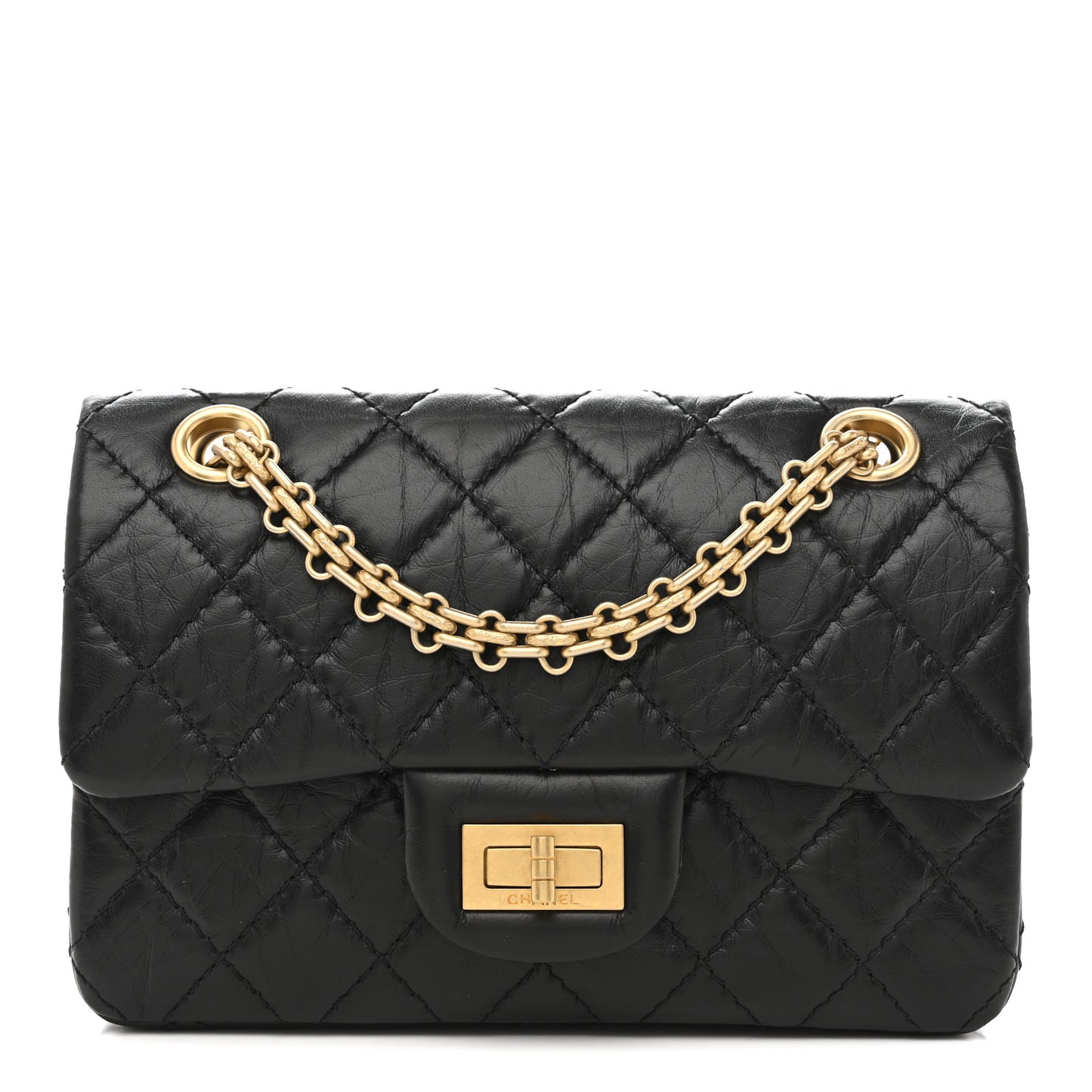 Aged Calfskin Quilted 2.55 Reissue Mini Flap Black