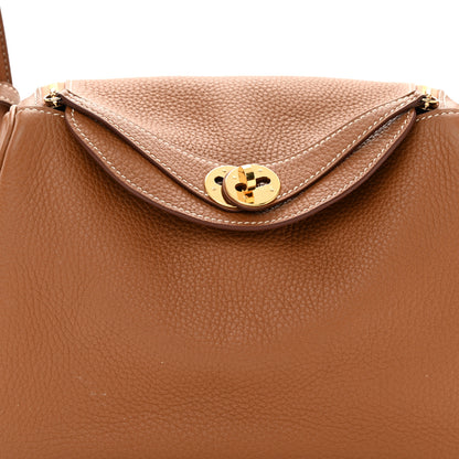 Hermes Taurillon Clemence Lindy 26 Gold 10 of 14
