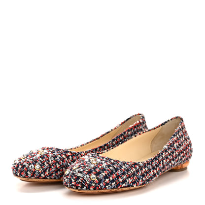 Chanel Tweed Crystal CC Ballerina Flats 40 Multicolor 4 of 9