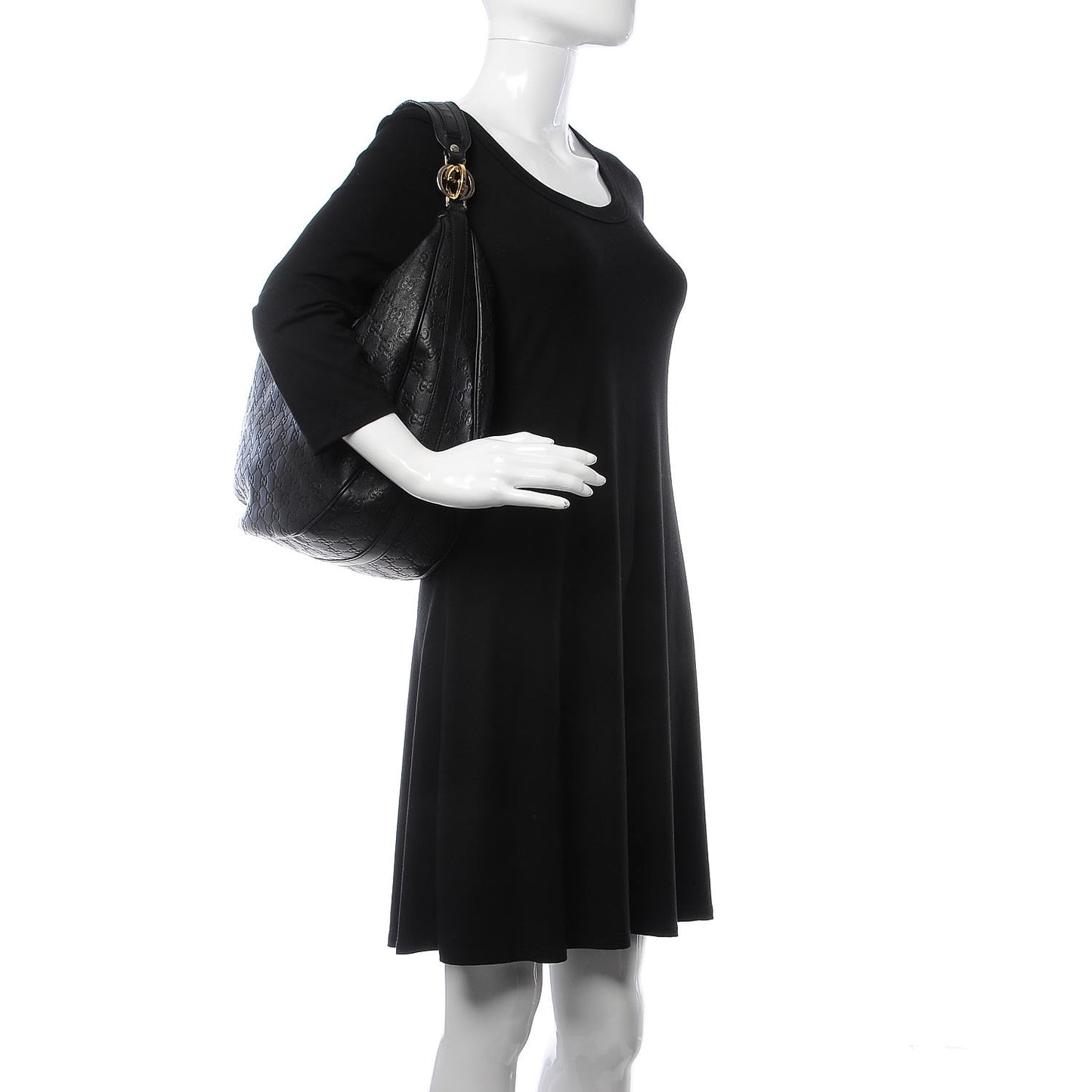 Guccissima Large GG Twins Hobo Black