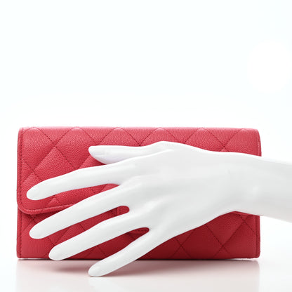 Chanel Caviar Quilted Large Gusset Flap Wallet Pink 2 of 8