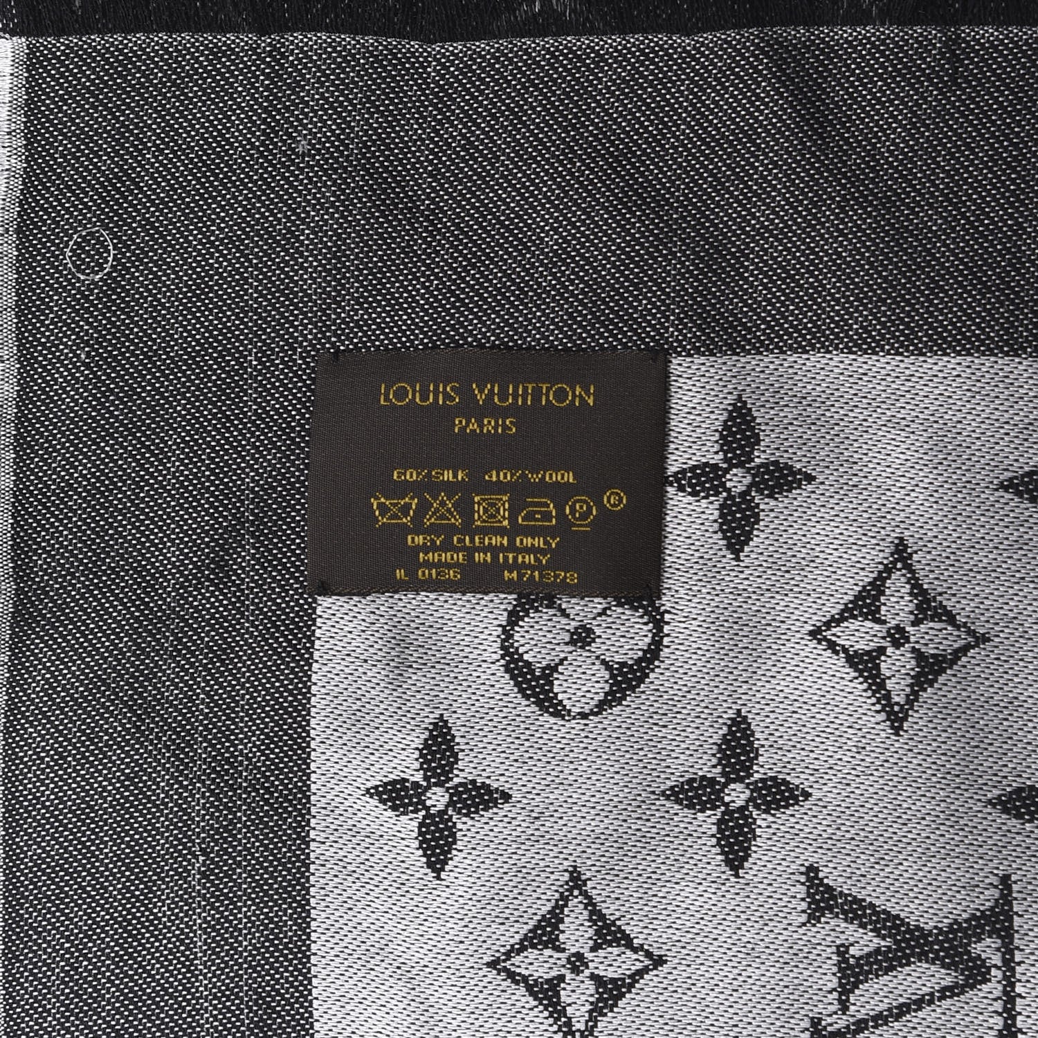 Louis Vuitton Silk Wool Monogram Denim Shawl Black 4 of 4