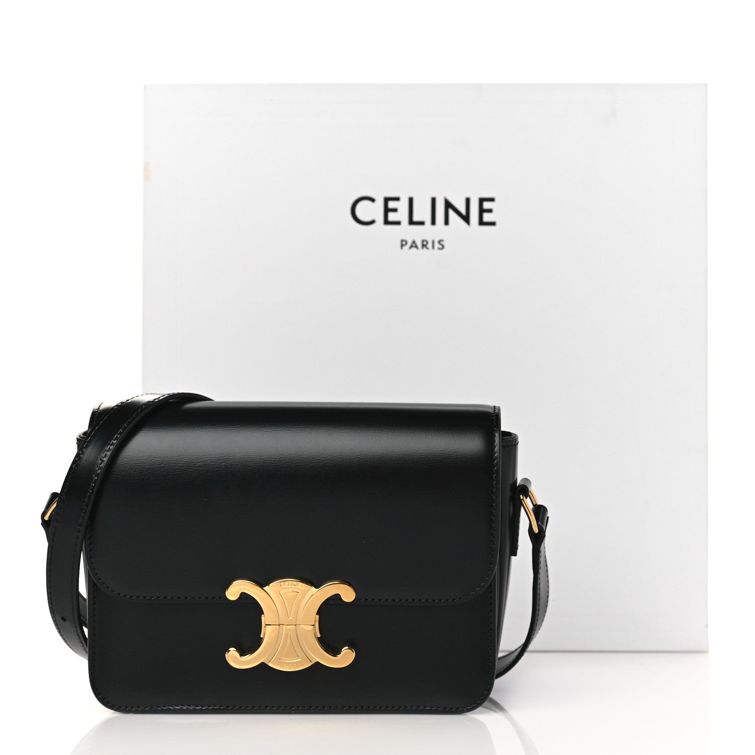 Celine Shiny Calfskin Teen Triomphe Black 10 of 10