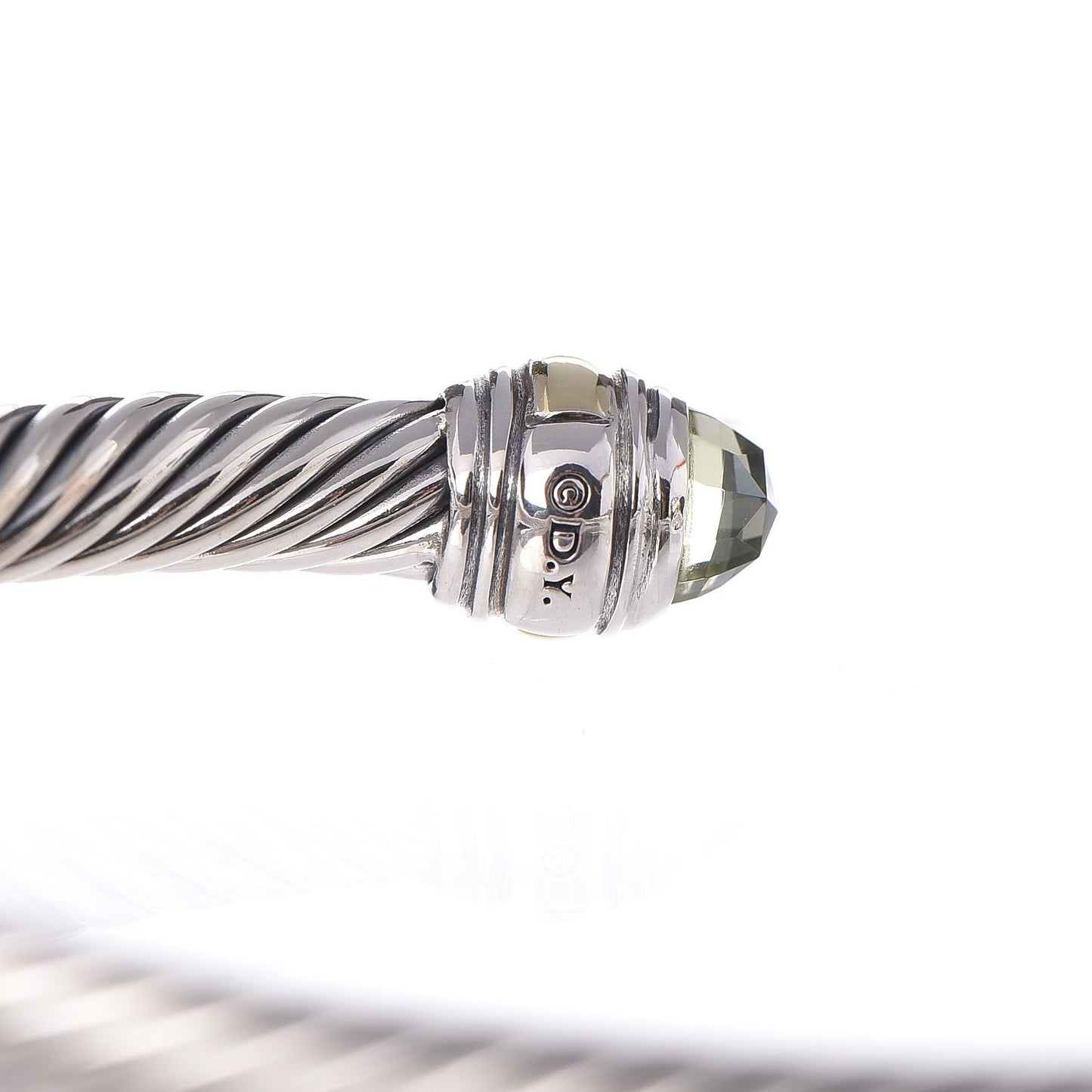 Sterling Silver 14K Yellow Gold Prasiolite 5mm Cable Classics Bracelet
