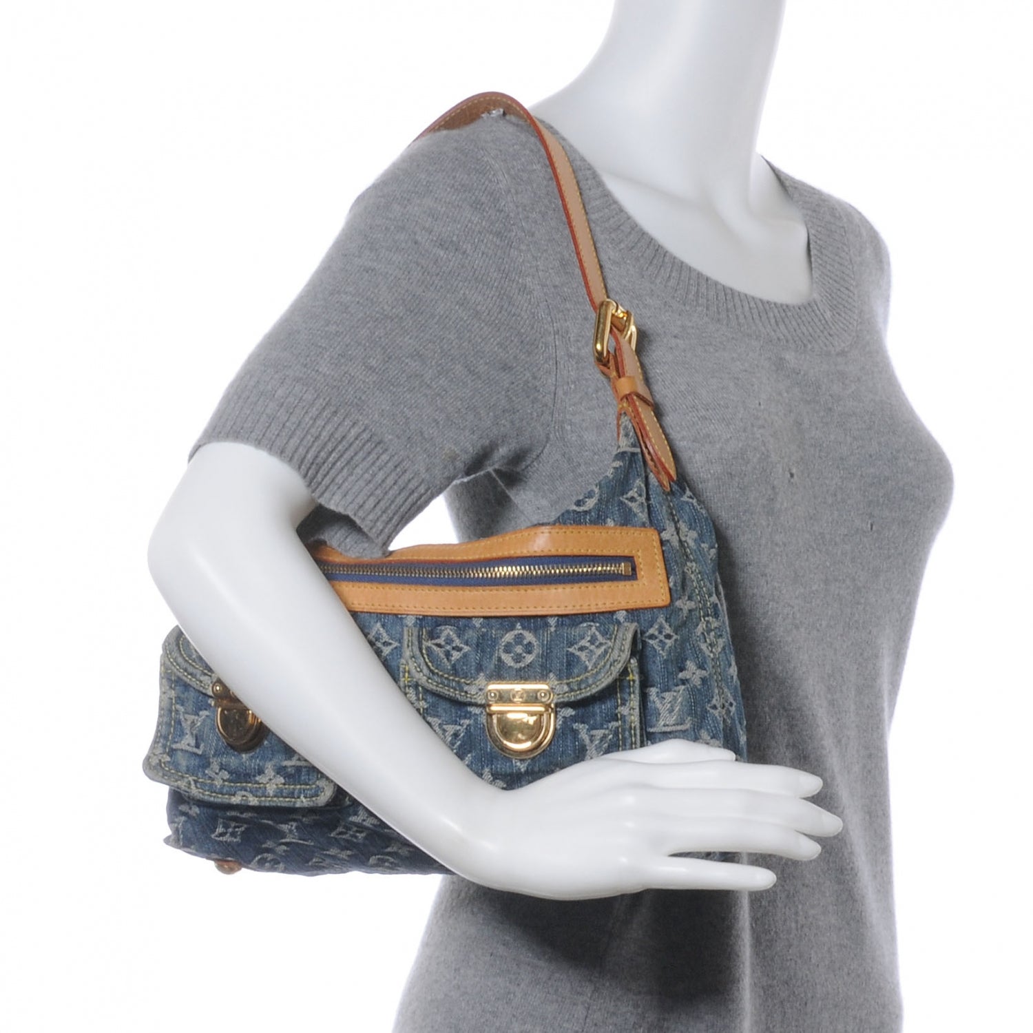 Louis Vuitton Monogram Denim Baggy PM Blue 2 of 7