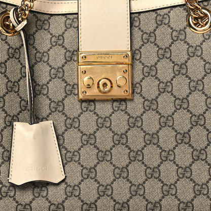 Gucci GG Supreme Monogram Medium Padlock Tote White 8 of 12