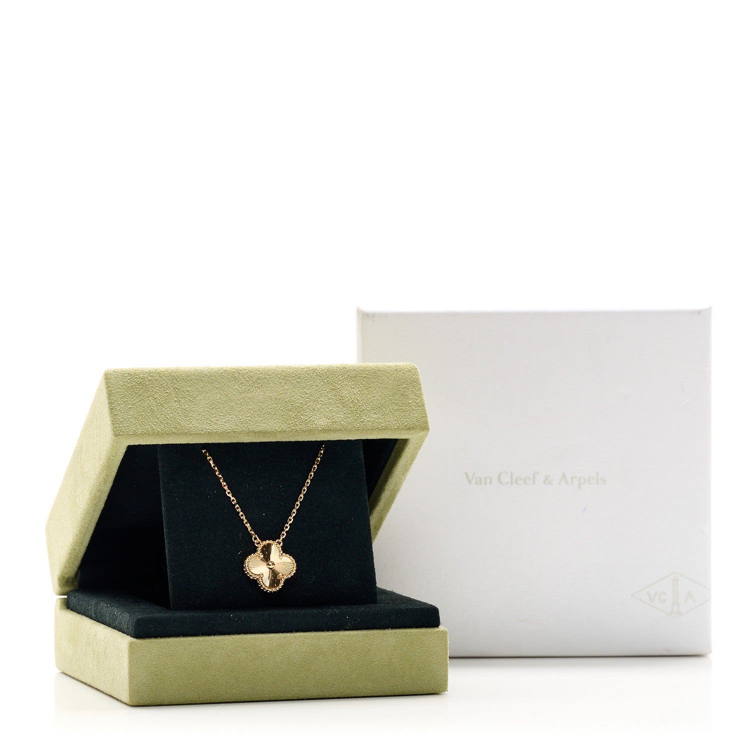 Van Cleef & Arpels 18K Yellow Gold Guilloche Vintage Alhambra Pendant Necklace 6 of 6