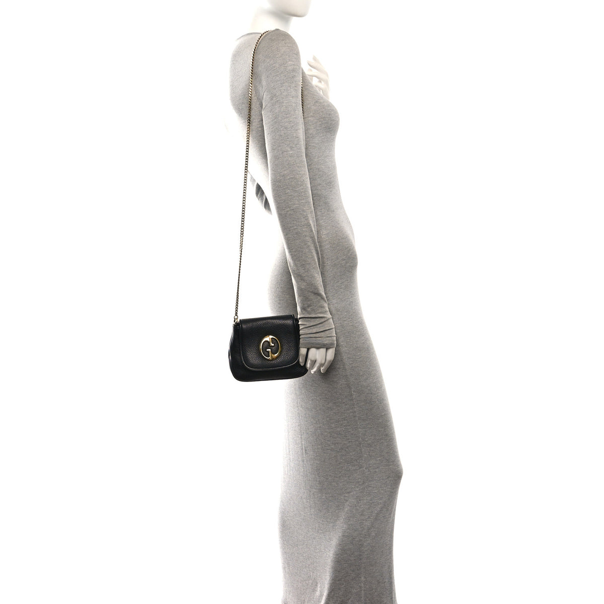 Pebbled Calfskin Small 1973 Chain Shoulder Bag Black