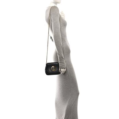 Gucci Pebbled Calfskin Small 1973 Chain Shoulder Bag Black 2 of 11