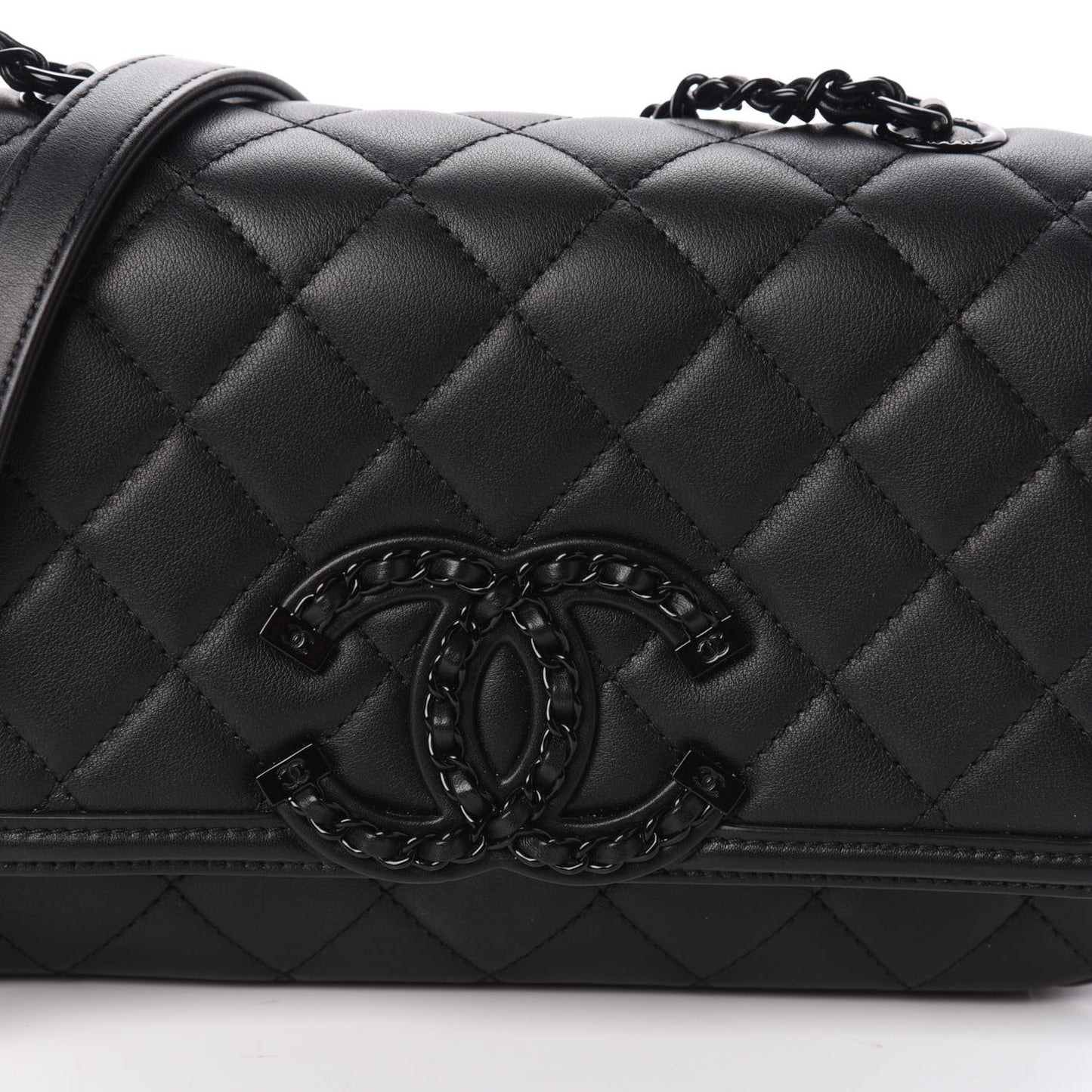 Lambskin Quilted Small CC Filigree Flap Black