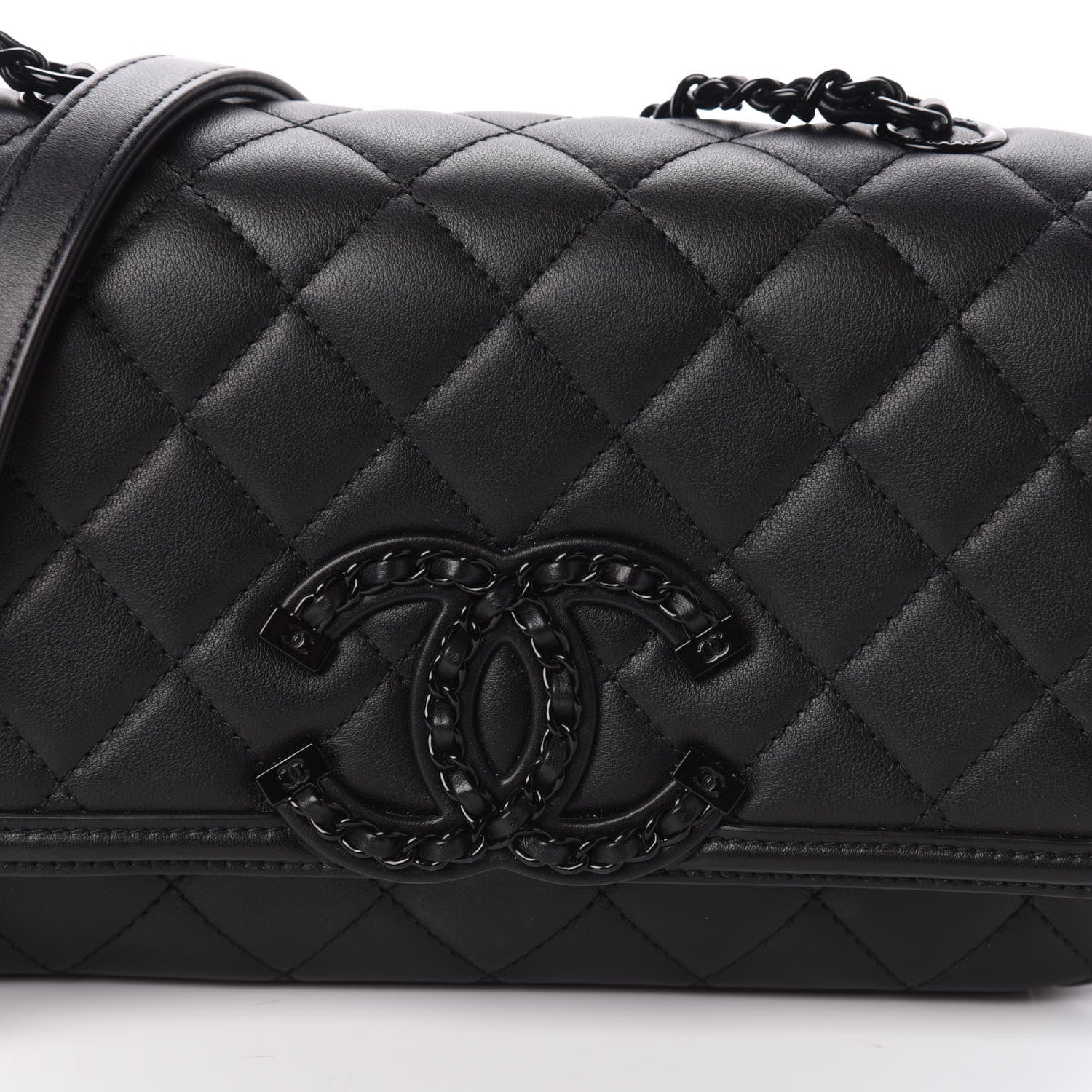 Chanel Lambskin Quilted Small CC Filigree Flap Black 8 of 10