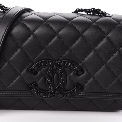 Chanel Lambskin Quilted Small CC Filigree Flap Black 8 of 10