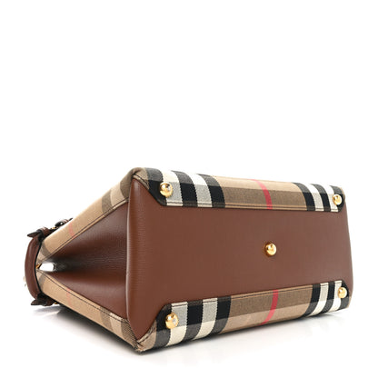 Burberry Derby Calfskin House Check Medium Banner Tote Brown 4 of 9