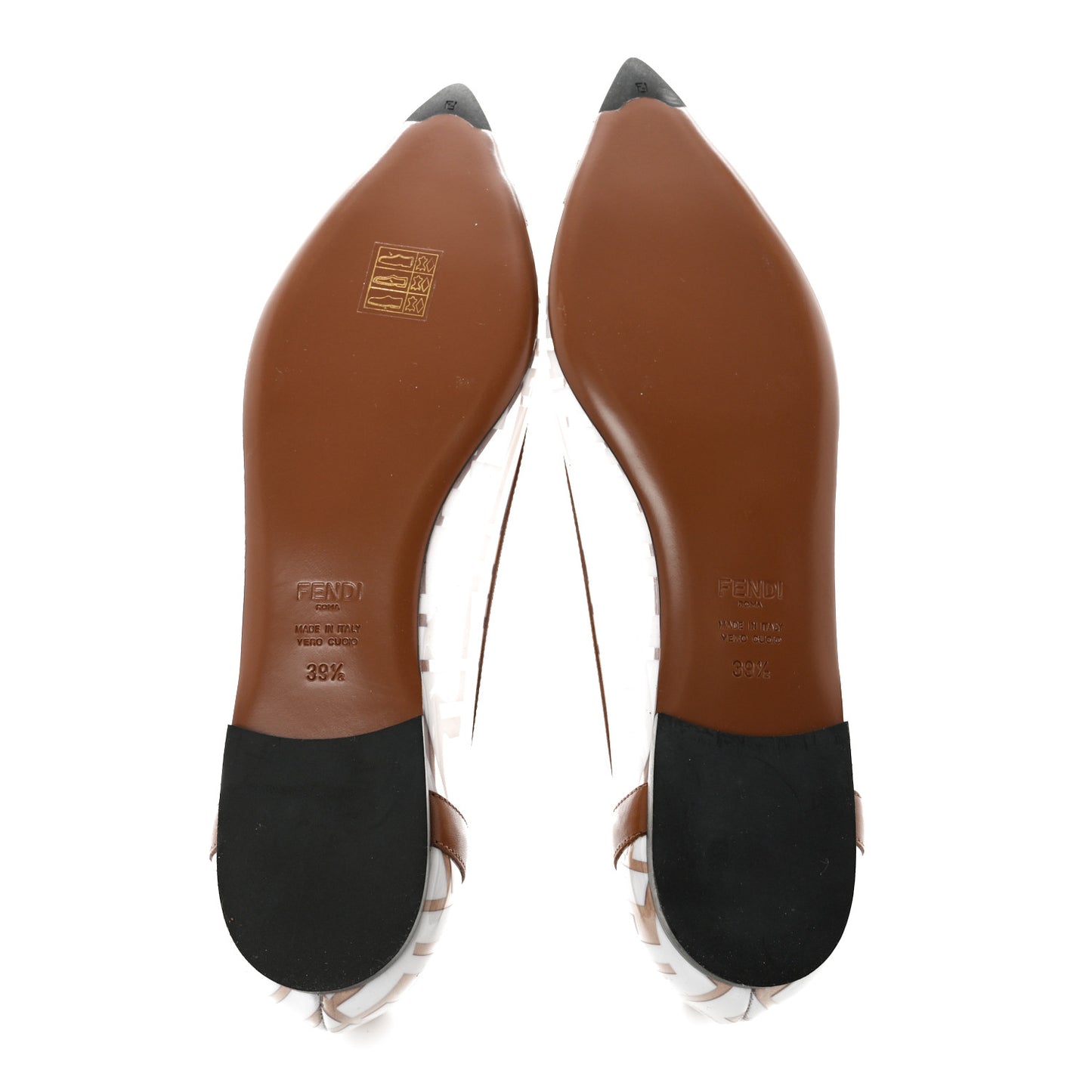 PVC Calfskin FF Colibri Ballerina Flats 39.5 White Cuoio
