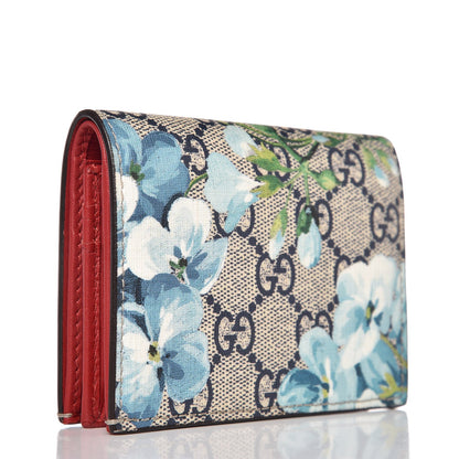 Gucci GG Supreme Monogram Blooms Card Case Beige Blue Navy Hibiscus Red 3 of 7