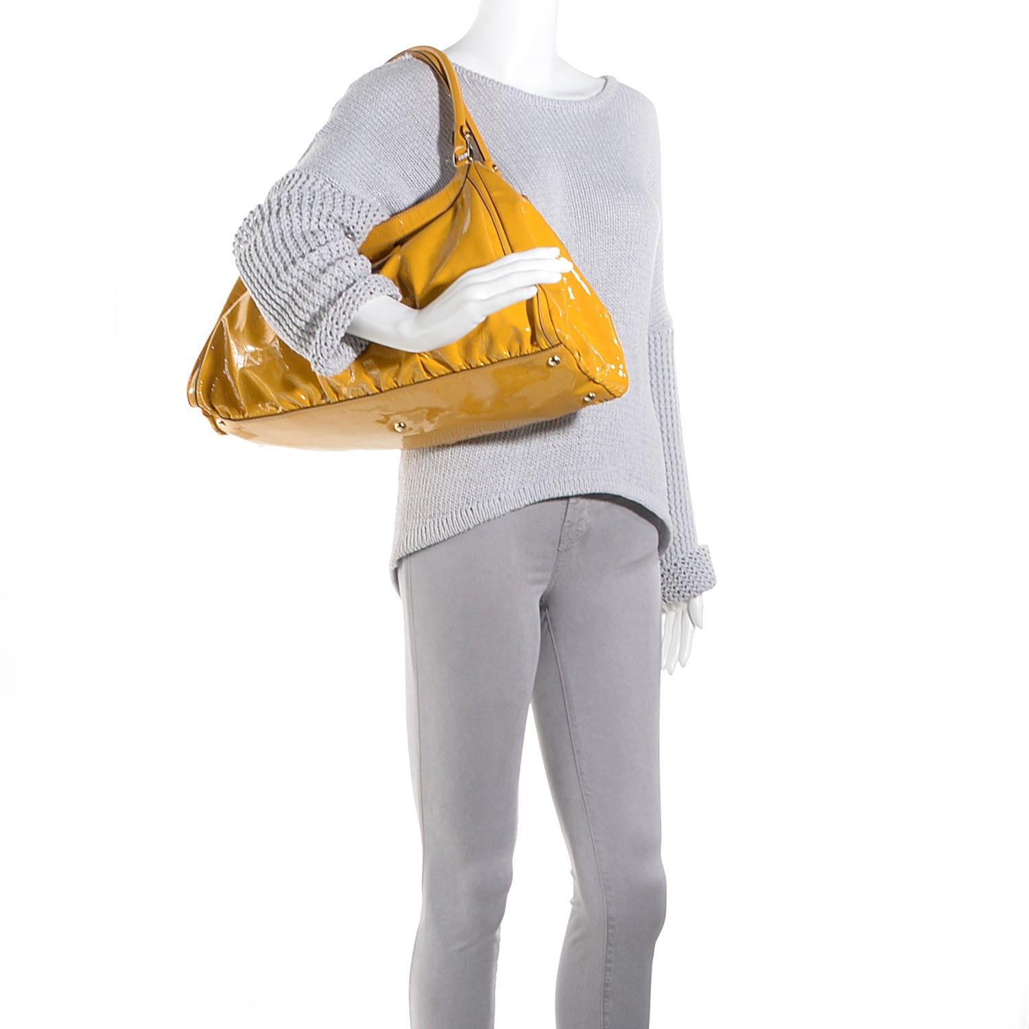 Gucci Patent Large D Gold Shoulder Bag Yellow 2 of 7