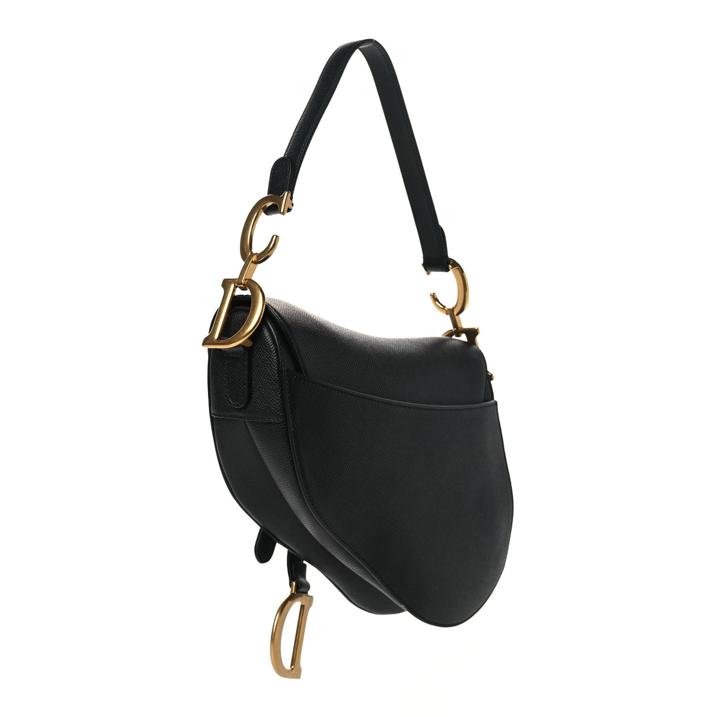 Grained Calfskin Saddle Bag Black